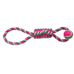 LEOPET PENDOLO IN CORDA DI COTONE GRIGIO/FUXIA CON PALLA DA TENNIS