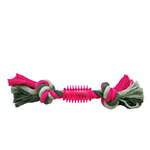 LEOPET NODO IN COTONE GRIGIO/FUXIA CON GIOCATTOLO CENTRALE 28 cm
