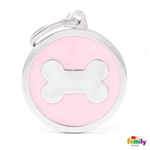 MY FAMILY TARGHETTA MEDAGLIA PINK BIG CIRCLE BONE
