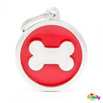 MY FAMILY TARGHETTA MEDAGLIA RED BIG CIRCLE BONE