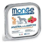 MONGE DOG VASCHETTA MONOPROTEIN GRAIN FREE ANATRA LAMPONE GR 150