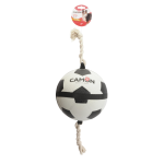 CAMON AD0541 PALLA da Calcio x Cani  c/maniglie in corda - Bianco/Nero