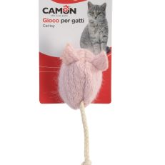 Camon Ag0336 Gioco Gatto Topolino In Poliestere Con  Corda, Rosa+blu+giallo, Approx.20cm