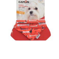Camon Dc314/a Collare Regolabile 10x200/300mm  C/bandana Rossa, Poliestere Stampato -  Xs
