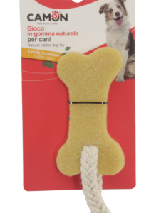 Camon Ad0715 Gioco Cane In Gomma Naturale (approx. 16cm) C/corda, Osso Grande