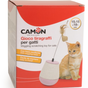 Camon Ac124 Tiragraffi Tumbler, Base Oscillante, Corda Juta C/gioco, 15x15x18(h)cm