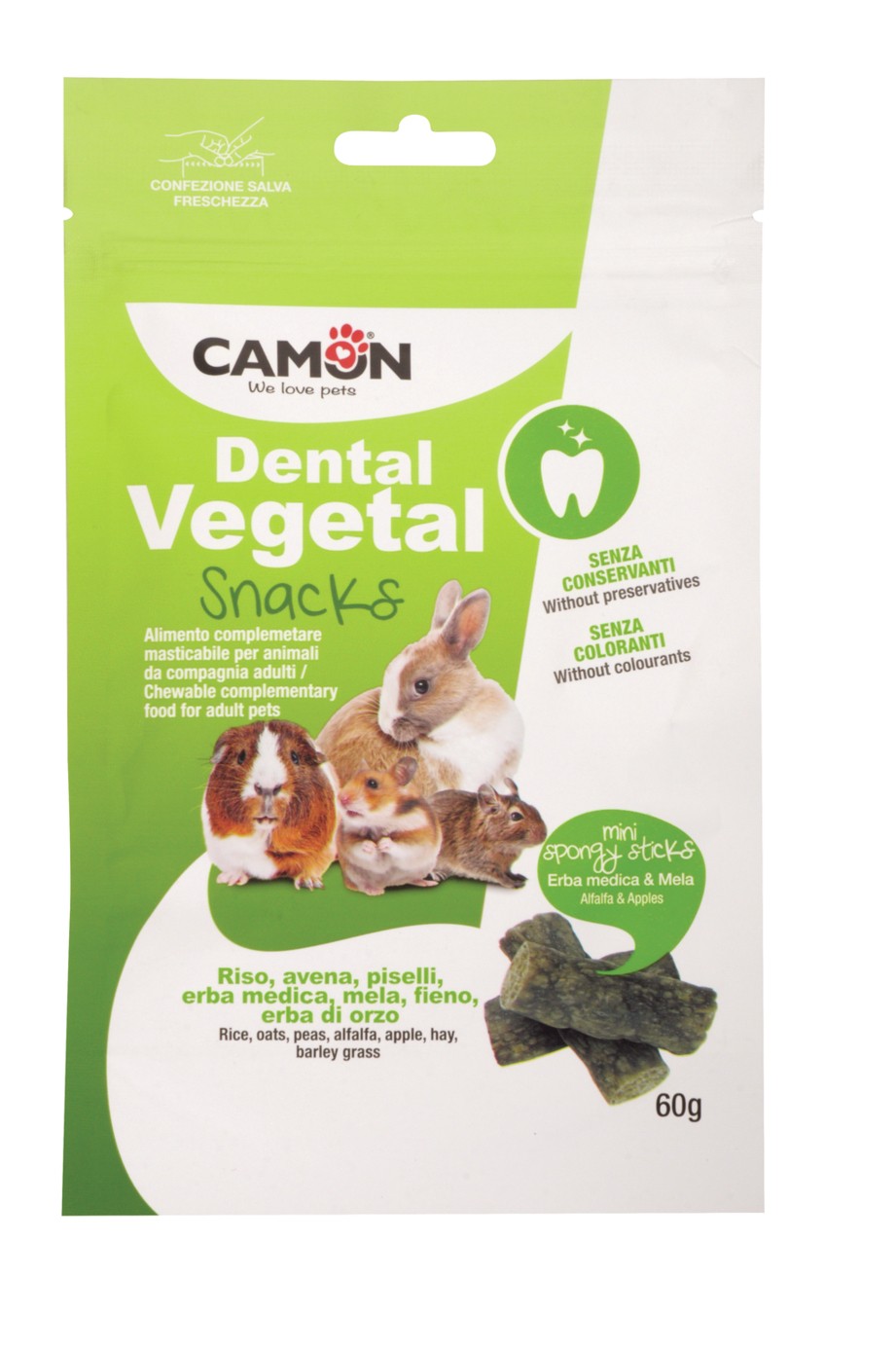 Camon H330/b Mini Spongy Sticks C/erba Medica E Mele(60g)