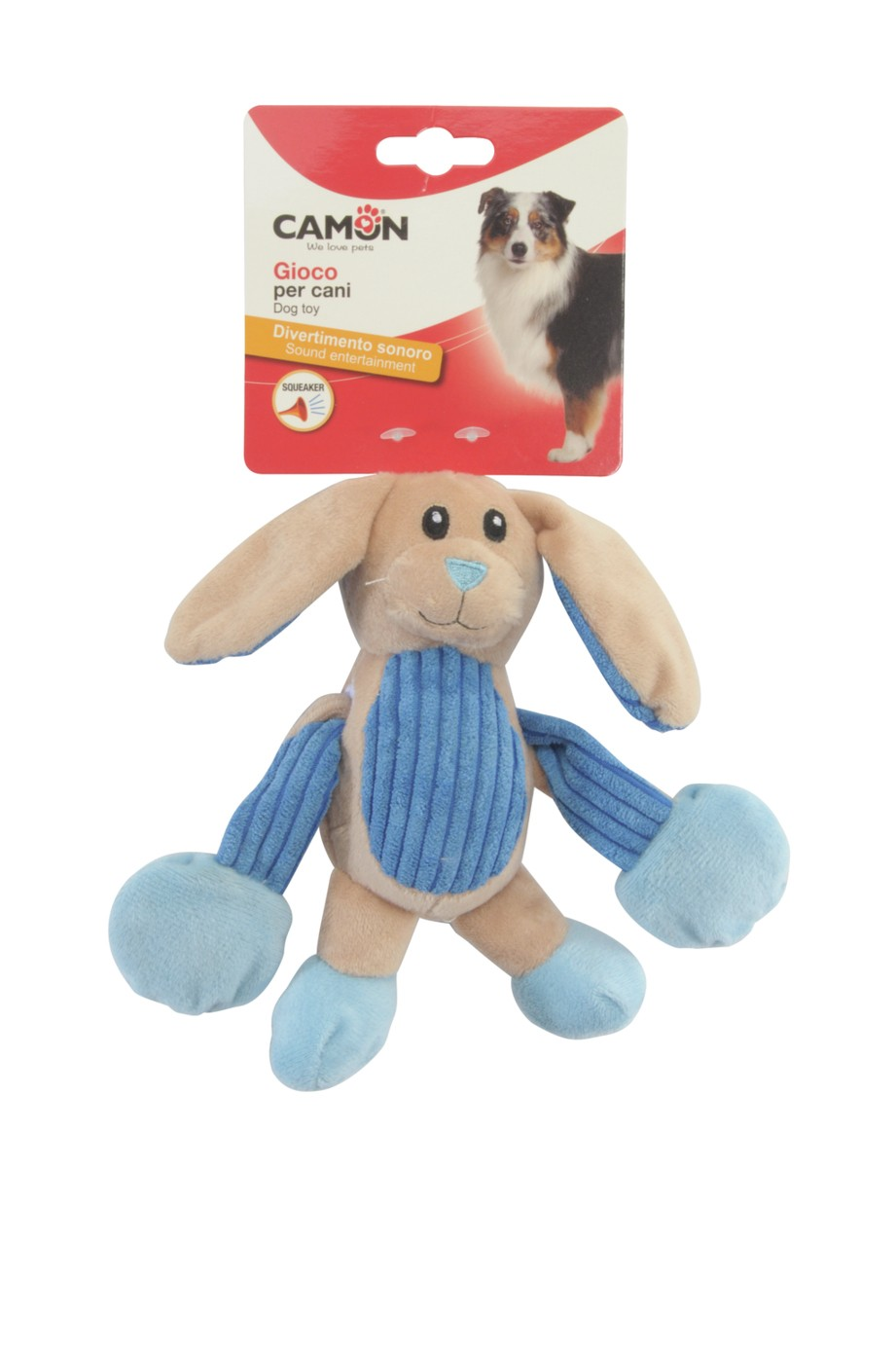 Camon Ah4173 Gioco Cane In Poliestere Due Soggetti, Coniglio E Scimmia C/squeaker, Approx. 28cm