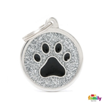 My Family Targhetta Medaglia Grey Big Glitter Circle Black Paw - immagine 2