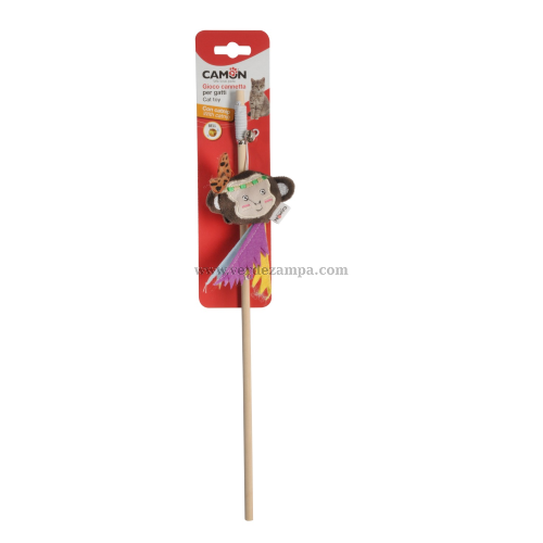 Camon Ag122 Gioco Gatto, In Poliestere E Legno C/catnip E Campanello, Cannetta Soggetti Indiani - 40cm - - immagine 3