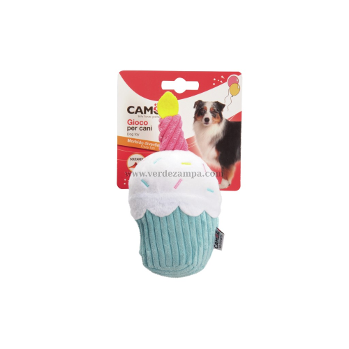 Camon Ah4015 Gioco Cane, Cupcake Happy Birthday In Poliestere C/squeaker - 16 Cm - 3p - immagine 3
