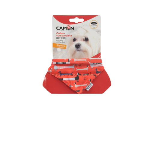 Camon Dc314/a Collare Regolabile 10x200/300mm C/bandana Rossa, Poliestere Stampato - Xs - immagine 3