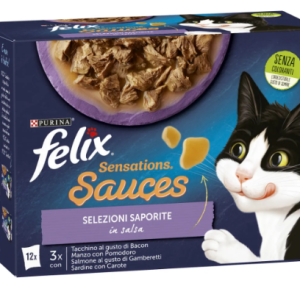 Felix Multipack Sensations Salsa Tacchino-manzo-salmone-sardine Pz 12x Gr 85