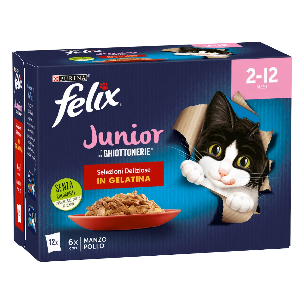 Felix Multipack Ghiottoneria Junior Manzo-pollo Pz 12x Gr 85