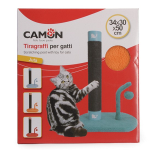 Camon Tiragraffi Colorato A Colonna, Corda In Juta, C/gioco, Cm.34x30x50(h) - AC050/D AZZURRO,