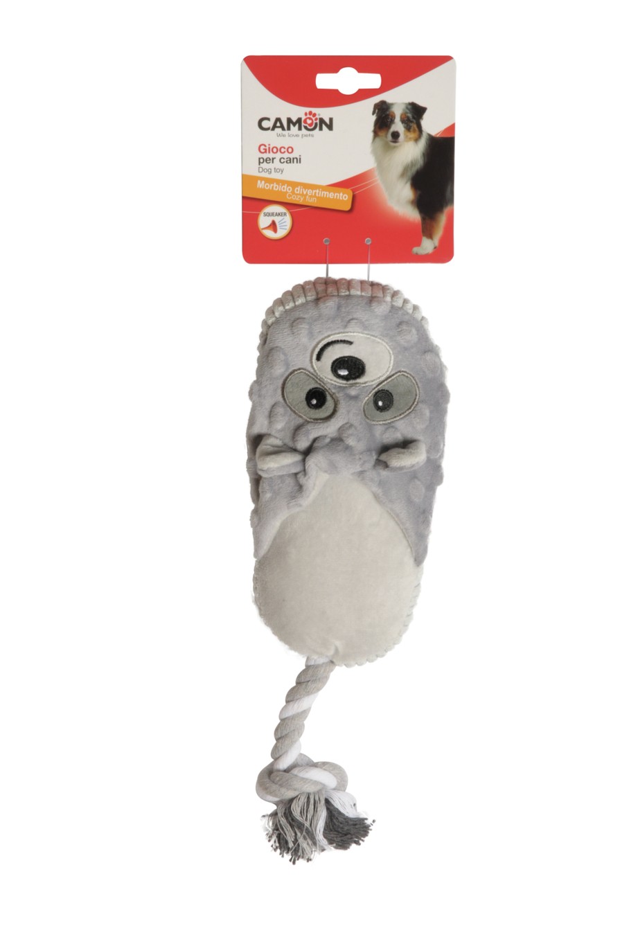 Camon Ah051 Gioco Cane In Poliestere C/corda E Squeaker, Pantofola, Approx. 30cm -