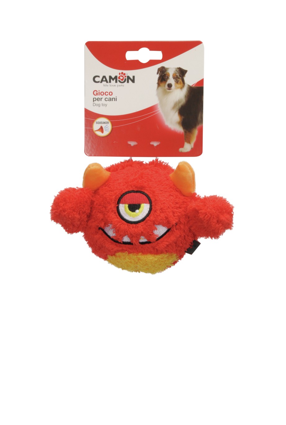 Camon Ah4206 Gioco Cane In Poliestere C/squeaker, Monster Size M Rosso, Diam. 12cm