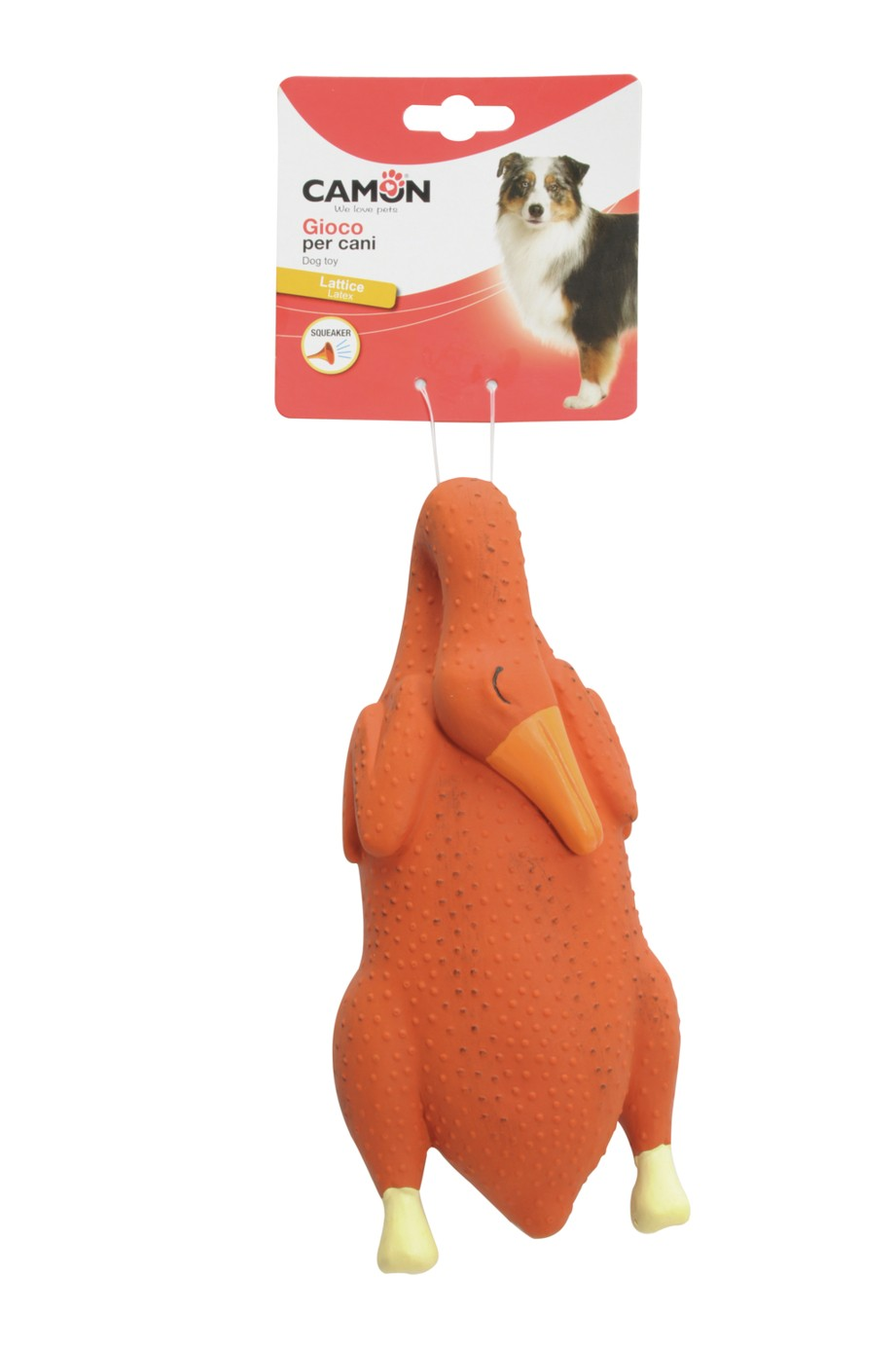 Camon Ah229 Gioco Cane In Latex C/ovatta E Squeaker, Anatra, Approx 23,5cm