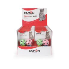 Camon Ag0386 Box Gioco Gatto (latex), Mix Palline Calcio Colorate, (4p)