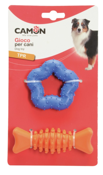 Camon Ad0492 Gioco Cane, In Tpr, Kit Da 2pezzi (stella+osso) -