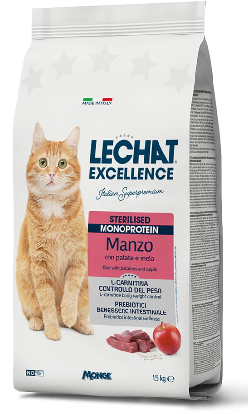 Lechat Cat Secco Excellence Sterilised Manzo Kg 1,5