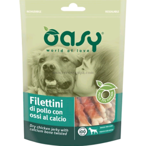 Oasy Snack Dog Filettini Di Pollo Con Ossi Calcio Gr 100