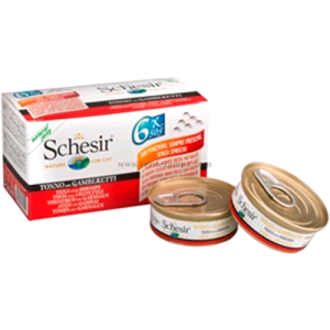 Schesir Cat Umido Multipack Tonno E Gamberi 6x 50 Gr