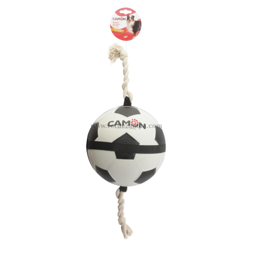 Camon Ad0541 Palla Da Calcio X Cani C/maniglie In Corda - Bianco/nero - immagine 3