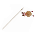 Camon Ah9424 Gioco Gatto, Cannetta In Legno C/soggetto Pon-pon Natalizio, Due Colori, In Poliestere, Similpelle E Legno, 40cm - - immagine 2