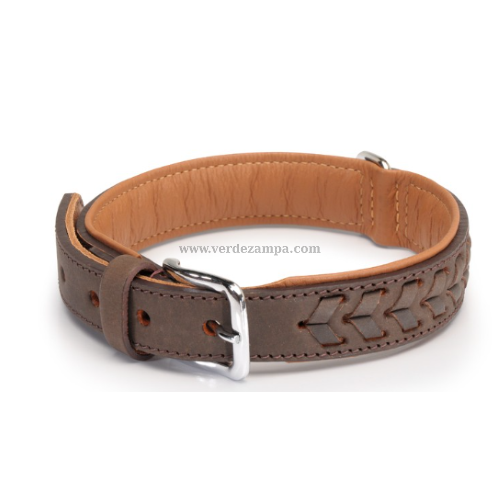 Camon Da044/a Collare In Vera Pelle Intrecciata, Marrone, 25x550mm - immagine 3