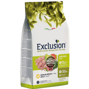 Exclusion Dog Secco Mediterraneo Adult Medium Pollo Kg 3