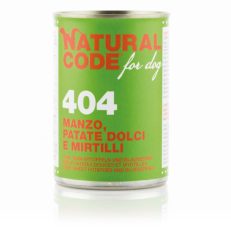 Natural Code Dog Umido Lattina Gr 400 - 404 MANZO PATATE DOLCI E MIRTILLI