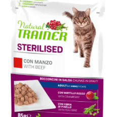 Trainer Natural Cat Busta Sterilizzato Gr 85 - MANZO