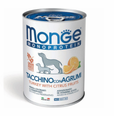 Monge Dog Umido Lattina Fruits Gr 400 - TACCHINO AGRUMI