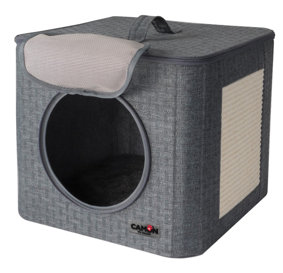 Camon Trasportino Gatto, Cubo C/tiragraffi E Sisal , 34,5x34,5x30cm