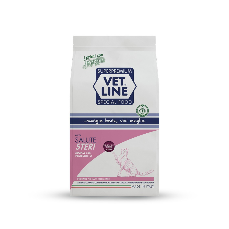 Vet Line Cat Secco Salute Ster. Maiale Con Prosciutto Kg 3