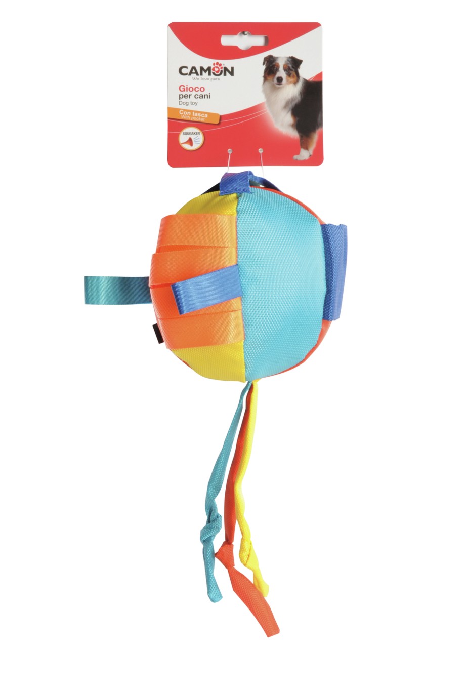 Camon Ah050 Gioco Cane Hide And Seek In Poliestere C/squeaker, Palla, Diam. 13cm