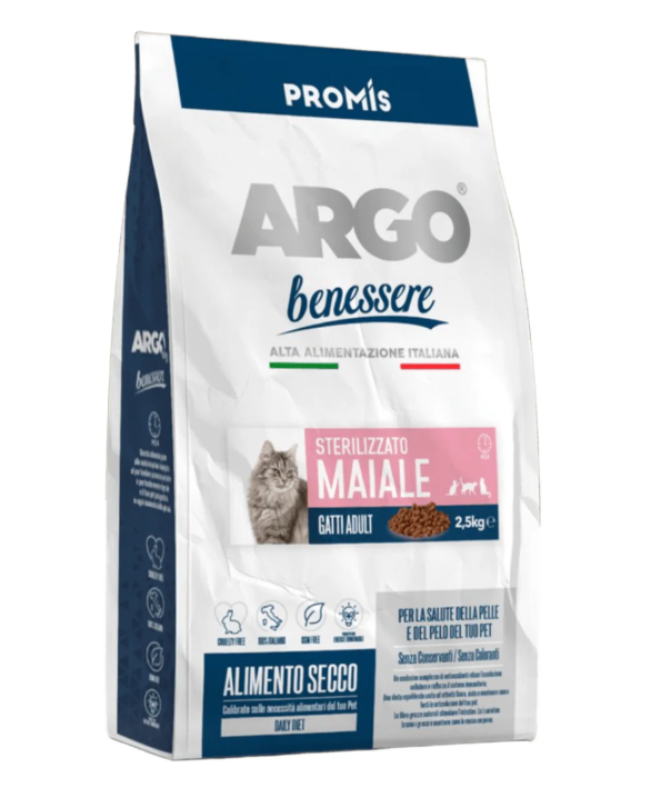 Argo Cat Secco Benessere Sterilizzato Maiale 2,5 Kg