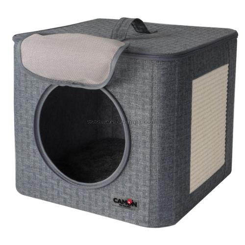 Camon Trasportino Gatto, Cubo C/tiragraffi E Sisal , 34,5x34,5x30cm - immagine 3
